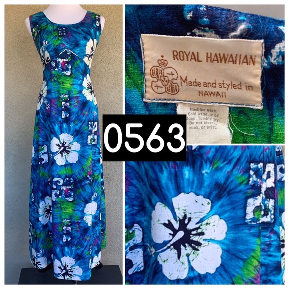 🌺 Vintage 70s Barkcloth Muumuu Dress Tie-Dye 🌺 - Picture 12 of 12